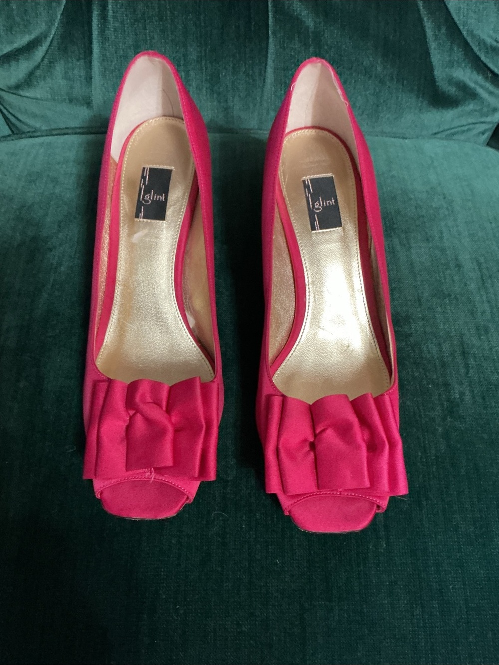 Glint Hot Pink Peep-Toe Pumps with Bow Detail
